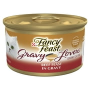 Purina Fancy Feast Gravy Lovers Wet Cat Food for Adult Cats & Kittens, Soft Beef, 3 oz Cans (24 Pack)