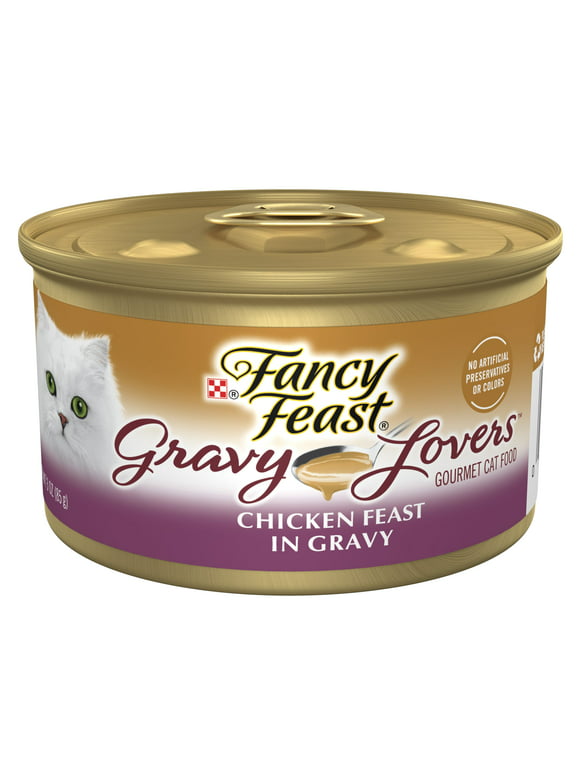 Purina Fancy Feast Gravy Lovers Wet Cat Food for Adult Cats & Kittens, Soft Chicken, 3 oz Cans (24 Pack)