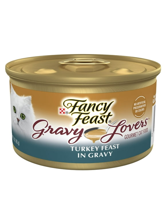 Purina Fancy Feast Gravy Lovers Wet Cat Food for Adult Cats & Kittens, Soft Turkey, 3 oz Cans (24 Pack)