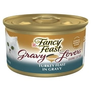 Purina Fancy Feast Gravy Lovers Wet Cat Food for Adult Cats & Kittens, Soft Turkey, 3 oz Cans (24 Pack)