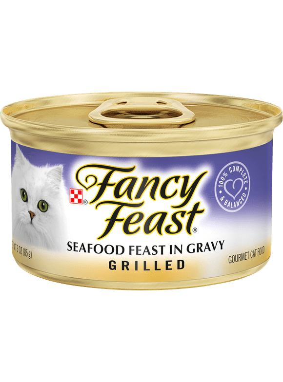 Purina Fancy Feast Gravy Wet Cat Food, High Protein Soft Seafood, 3 oz Can