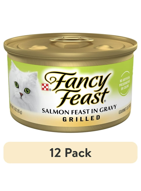 (12 pack) Purina Fancy Feast Gravy Wet Cat Food for Adult Cats, High Protein Soft Salmon, 3 oz Can