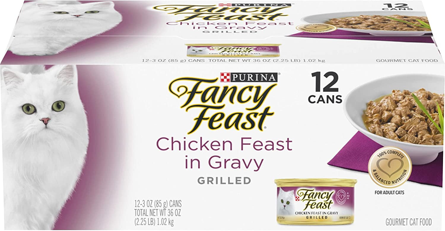 Purina Fancy Feast Grilled Chicken Feast in Gravy Gourmet Adult Wet Cat Food, 3 OZ Cans, 12 CT (Pack of 1)