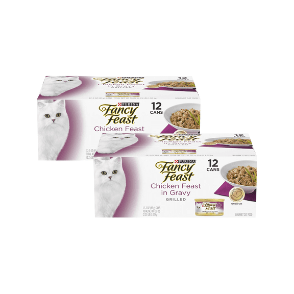 Purina Fancy Feast Grilled Chicken Feast in Gravy Gourmet Adult Wet Cat Food, 3 OZ Cans, 12 CT (Pack of 2)