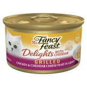 Purina Fancy Feast Grilled Delights with Cheddar Wet Cat Food, Chicken & Cheddar, 3 oz Can