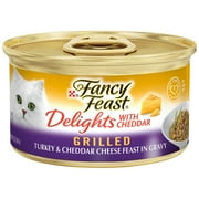 Purina Fancy Feast Grilled Delights with Cheddar Wet Cat Food, Turkey & Cheddar, 3 oz Can