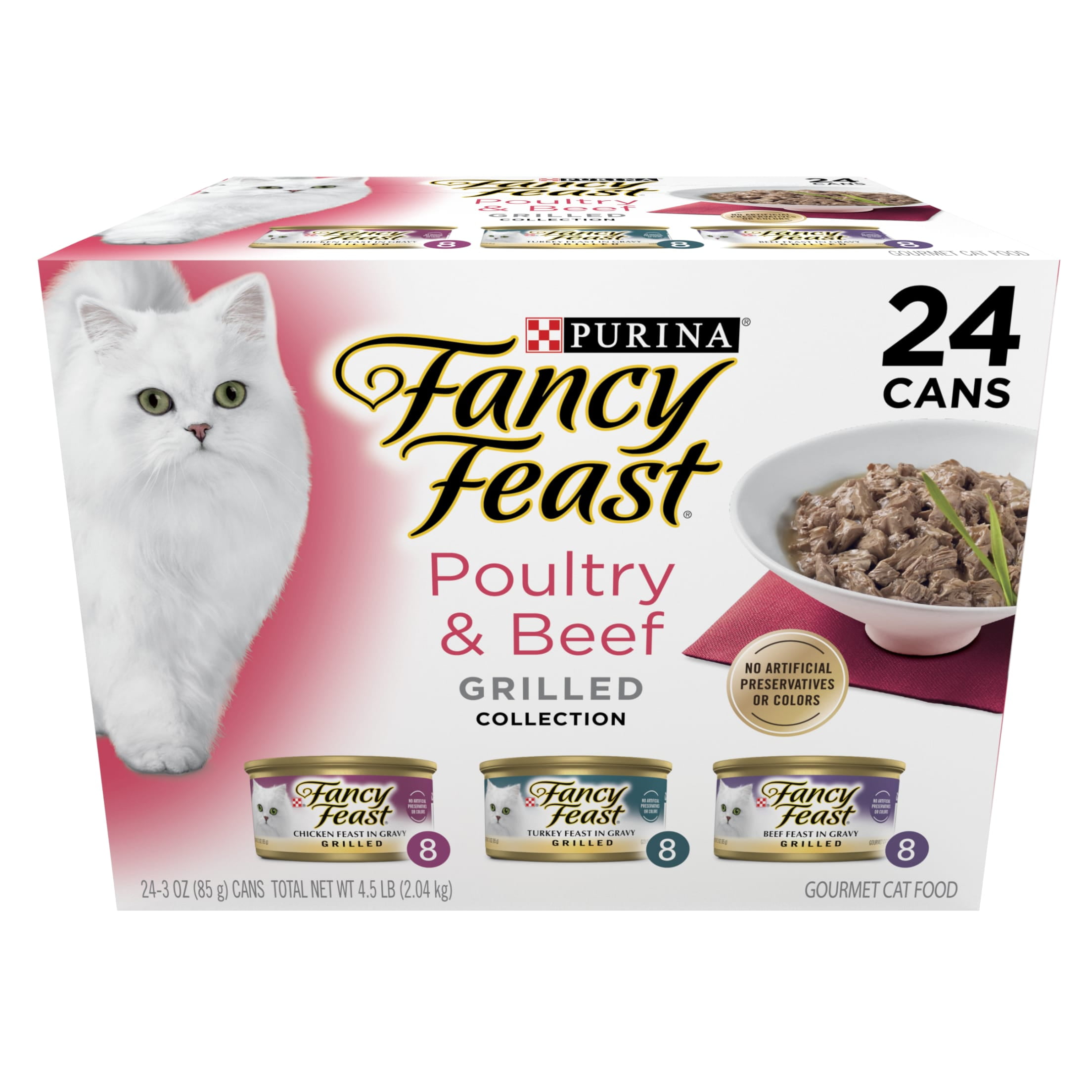 Purina Fancy Feast Grilled Kitten Food, Wet Cat Food, Poultry & Beef, 3 oz Cans (24 Pack)