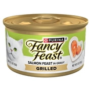 Purina Fancy Feast Salmon Feast in Gravy Grilled Wet Cat Food, 3 oz Can, 24 Pack