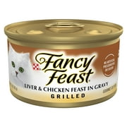 Purina Fancy Feast Grilled Wet Cat Food Liver Chicken in Gravy, 3 oz Can