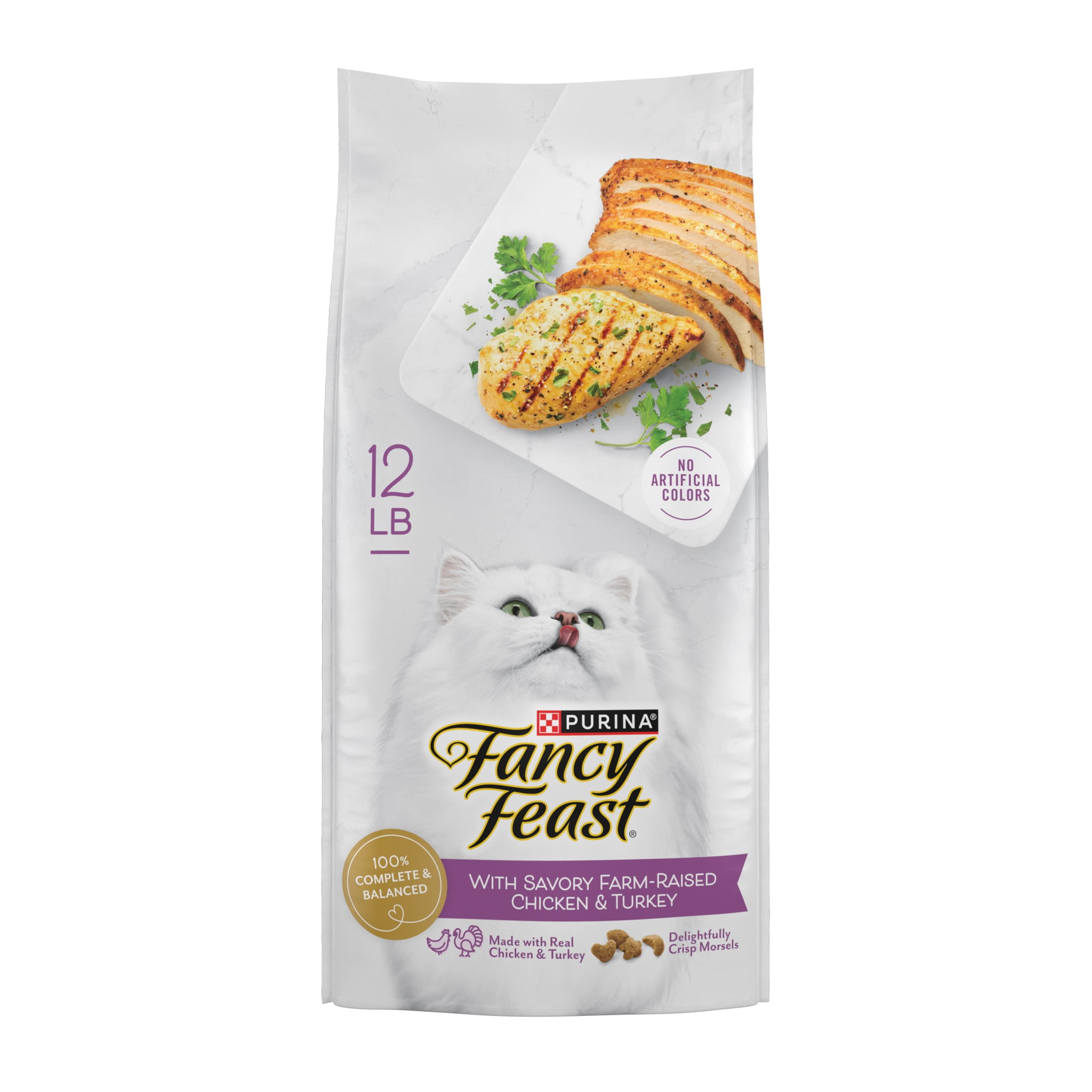Purina Fancy Feast Dry Cat Food with Savory Farm-Raised Chicken and Turkey, 12 lb.