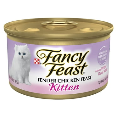 Purina Fancy Feast Kitten Food, Wet Cat Food, Chicken Feast &  Milk, 3 oz Cans (24 Pack)