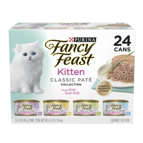 Purina Fancy Feast Kitten Food, Wet Cat Food, Classic Pate Collection with Milk, 3 oz Cans