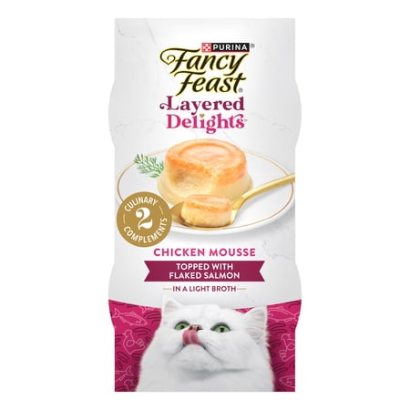 (8 pack) Fancy Feast Layered Delights Chicken Mousse with Flaked Salmon