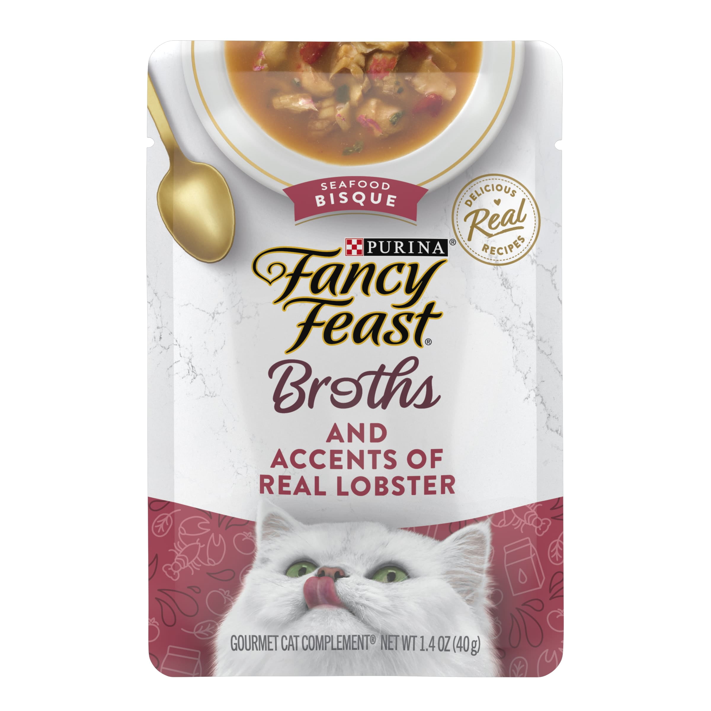 Purina Fancy Feast Lickable Wet Cat Food Broth Topper Seafood Bisque
