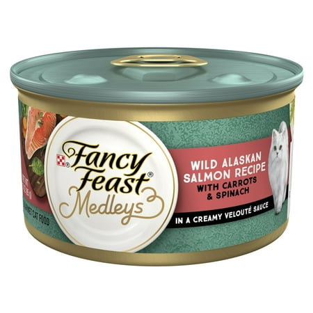 Purina Fancy Feast Medleys Kitten Food, Wet Cat Food, Alaskan Salmon & Spinach, 3 oz Cans (24 Pack)