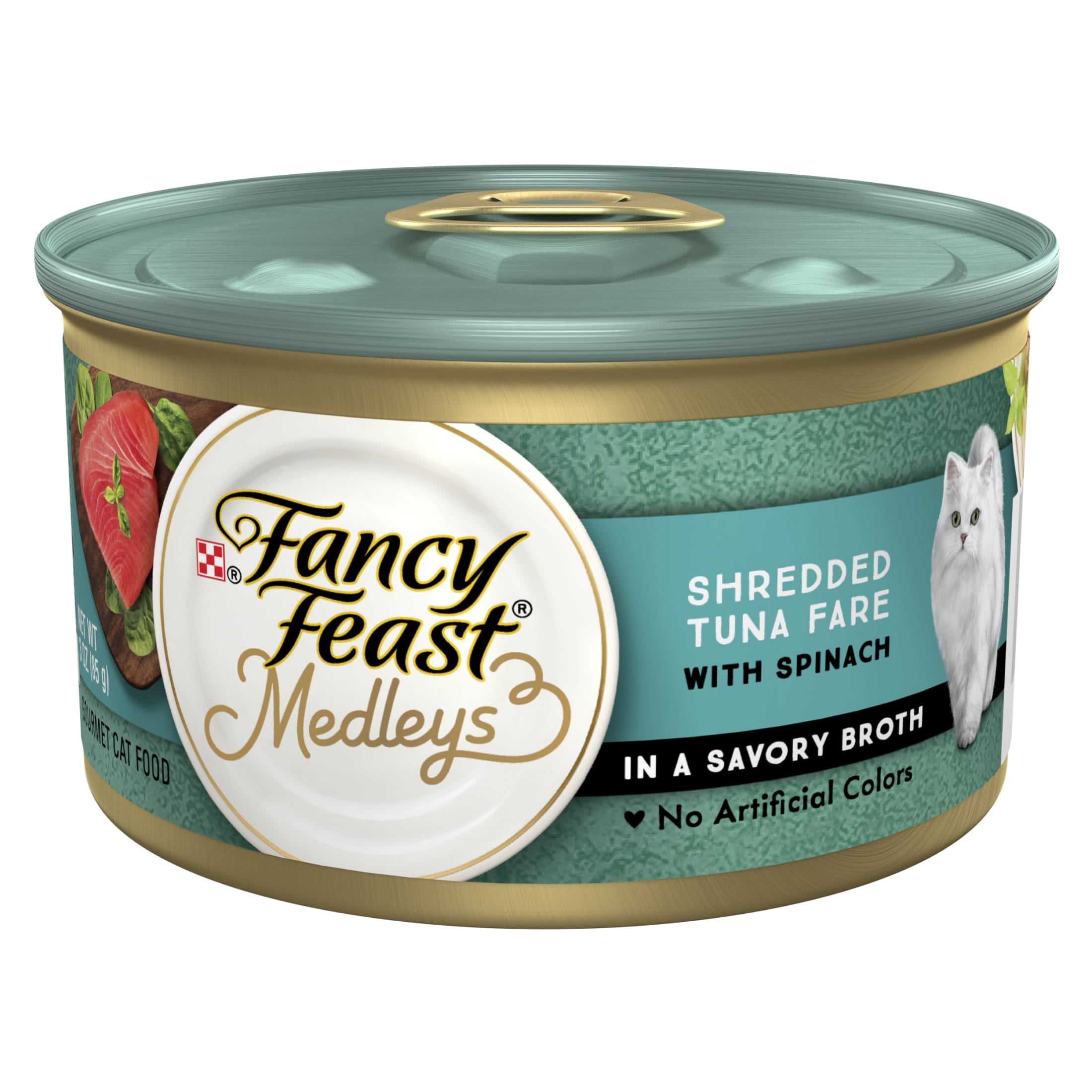 Purina Fancy Feast Medleys Kitten Food, Wet Cat Food, Shredded Tuna & Spinach, 3 oz Cans, 24 Pack