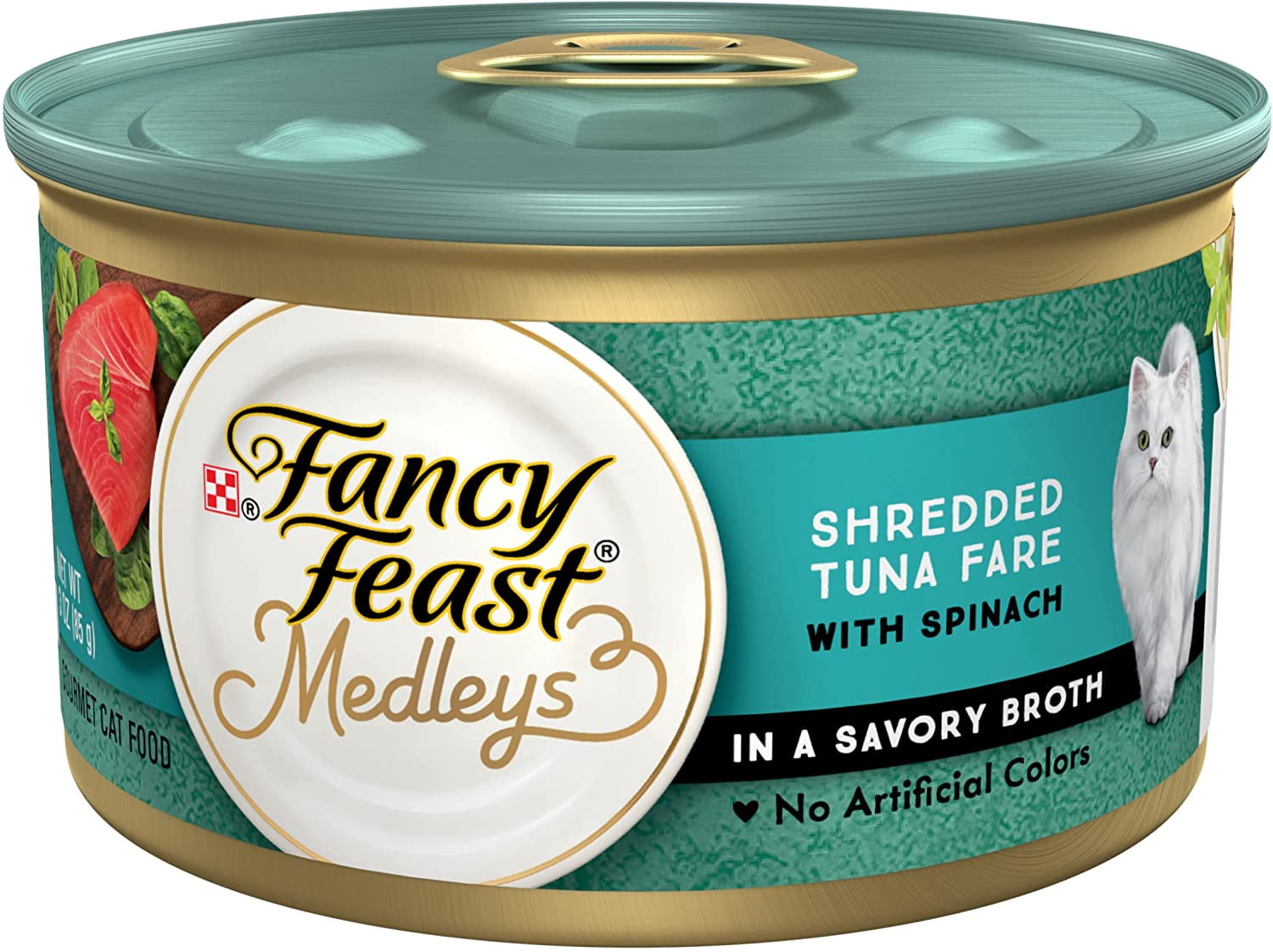 Purina Fancy Feast Medleys Shredded Tuna Fare With Garden Greens Adult Wet Cat Food, 3 Ounce (Pack of 12)
