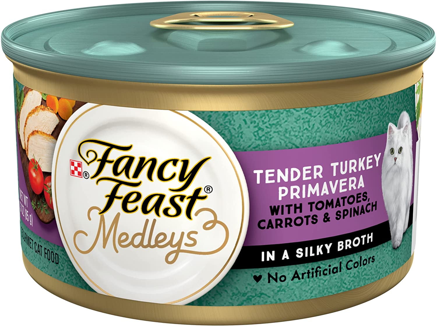 Purina Fancy Feast Medleys Tender Turkey Primavera With Garden Veggies & Greens Adult Wet Cat Food, 3 Ounce (Pack of 12)