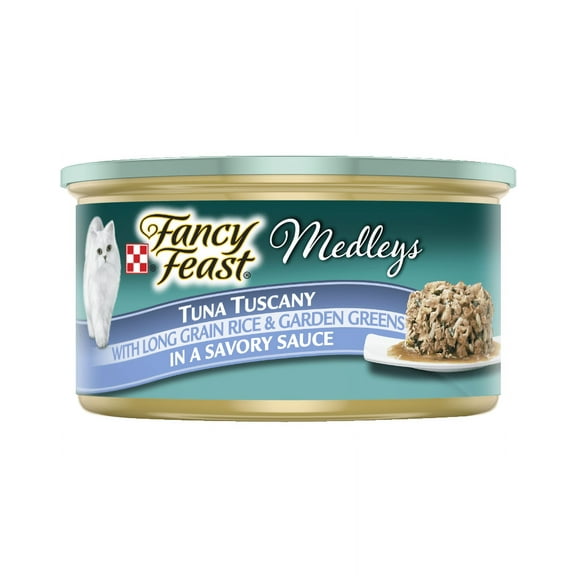 Purina Fancy Feast Medleys Tuna Tuscany With Long Grain Rice & Garden Greens in a Savory Sauce Adult Wet Cat Food, 3 Ounce (Pack of 24)
