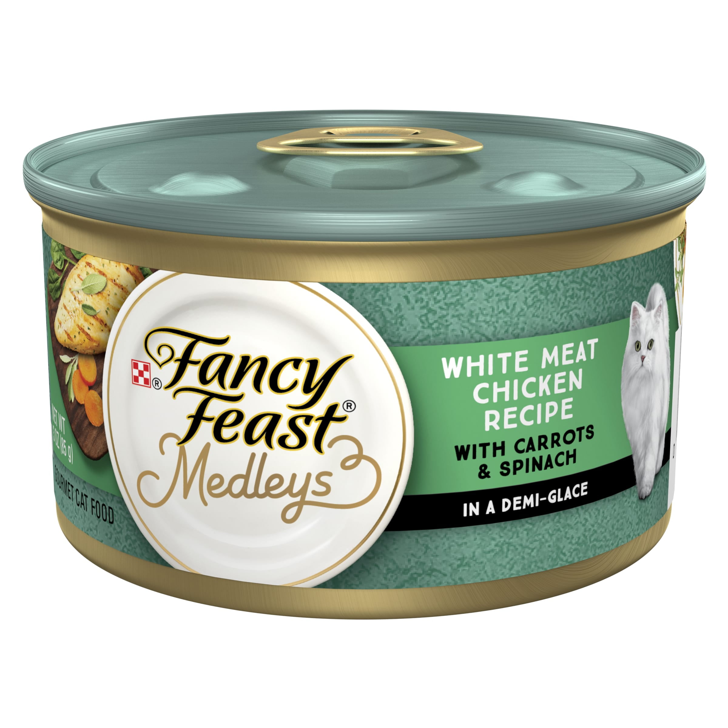 Purina Fancy Feast Medleys Wet Cat Food, Chicken & Spinach, 3 oz Cans (24 Pack)