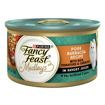 Purina Fancy Feast Medleys Wet Cat Food Pork Barbacoa with Rice, Tomatoes and Carrots in Savory Juices, 3 oz. Can