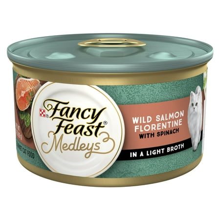 Purina Fancy Feast Medleys Wet Cat Food Salmon Garden Greens, 3 oz Cans (24 Pack)