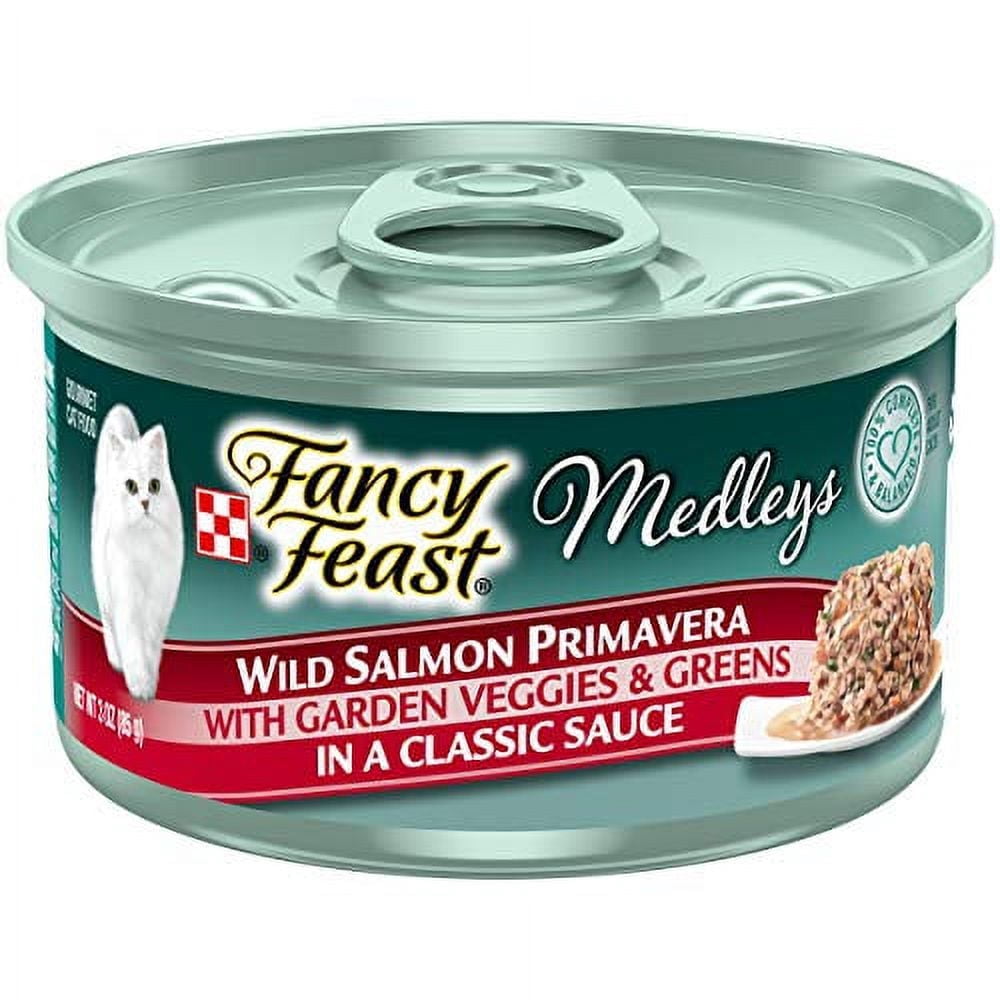 Purina Fancy Feast Medleys Wild Salmon Primavera With Garden Veggies & Greens Adult Wet Cat Food, 3 Ounce (Pack of 12)