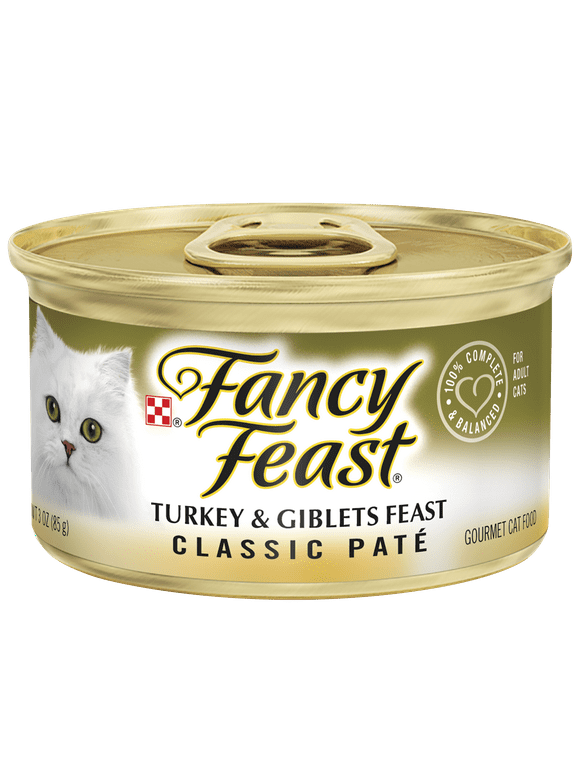 Purina Fancy Feast Pate Turkey and Giblets Feast Classic Grain Free Wet Cat Food Pate - 3 oz. Can