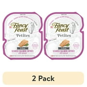 (2 pack) Purina Fancy Feast Petites Gravy Wet Cat Food, Soft Salmon & Spinach, 2.8 oz Tubs (12 Pack)