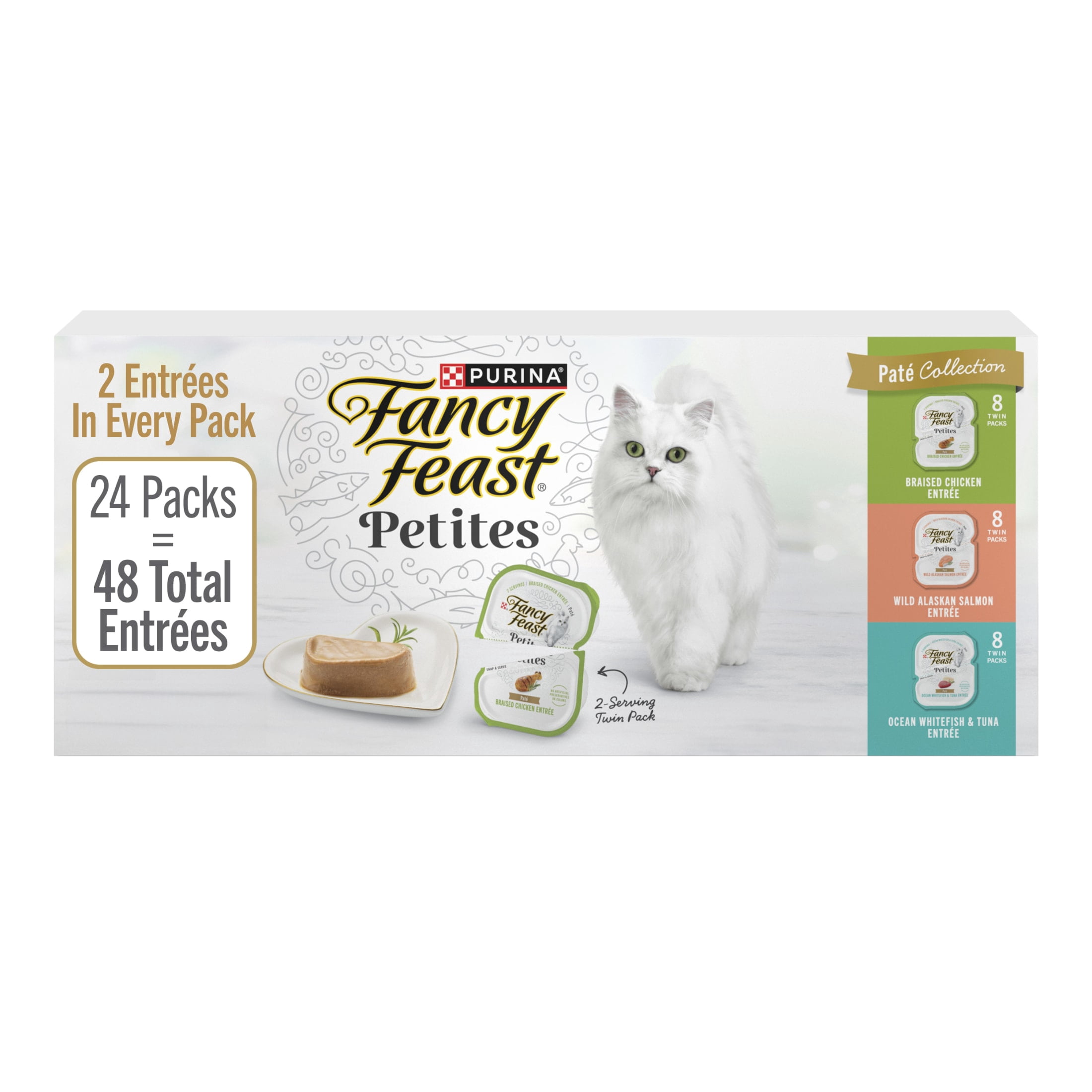Purina Fancy Feast Petites Kitten Food, Wet Cat Food, Pate Collection, 48 Entrees, 1.4 oz Tubs
