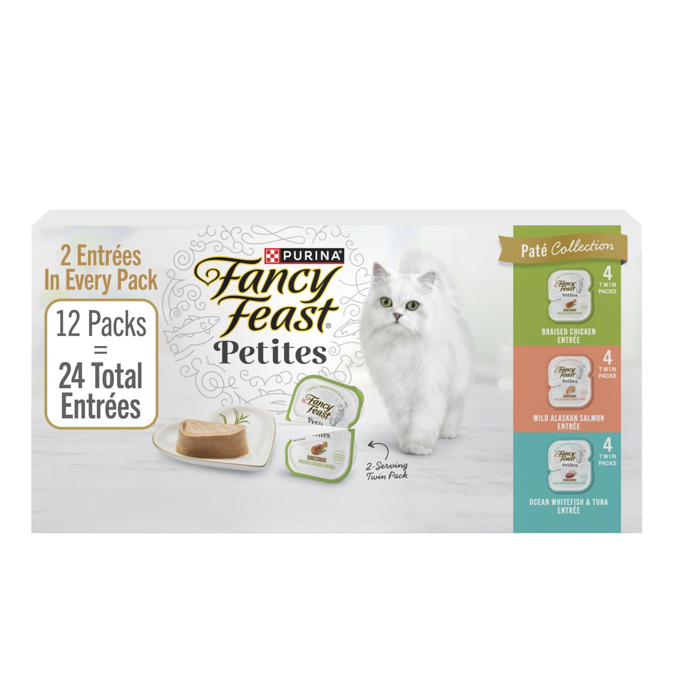 Purina Fancy Feast Petites Kitten Food, Wet Cat Food, Pate Collection, 24 Entrees, 1.4 oz Tubs (12 Pack)