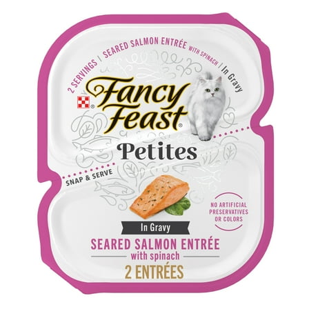 Purina Fancy Feast Petites Seared Salmon Entree With Spinach in Gravy Gourmet Wet Cat Food Pate