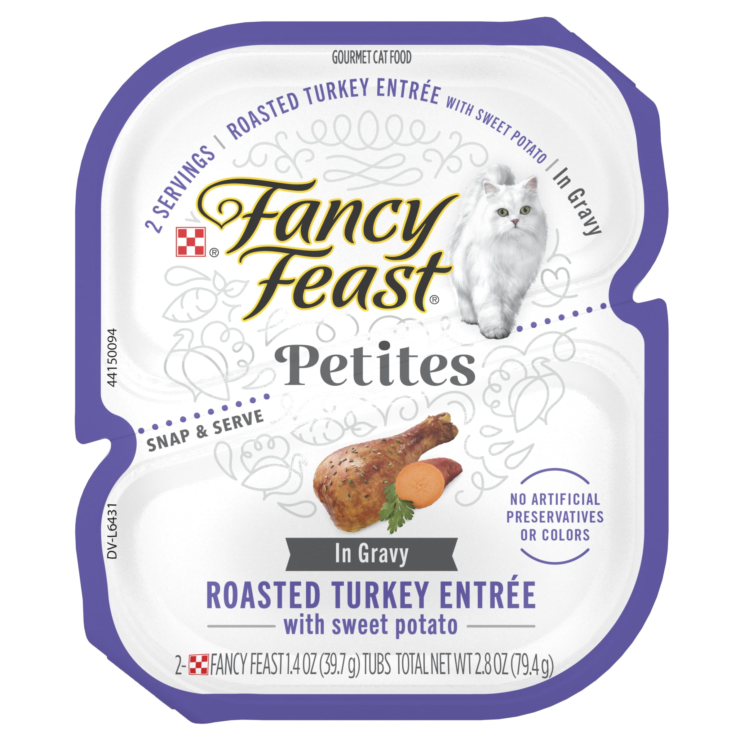 Purina Fancy Feast Petites With Roasted Turkey Entrée with Sweet Potato in Gravy Gourmet Wet Cat Food Pate