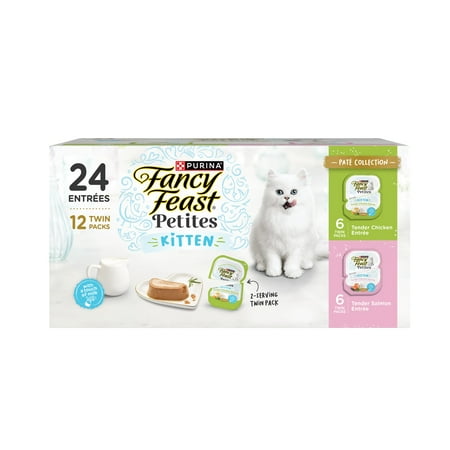 Purina Fancy Feast Petites Kitten Tender Pate Gourmet Wet Kitten Food Variety Pack, 2.8 oz Tubs (12 Count)