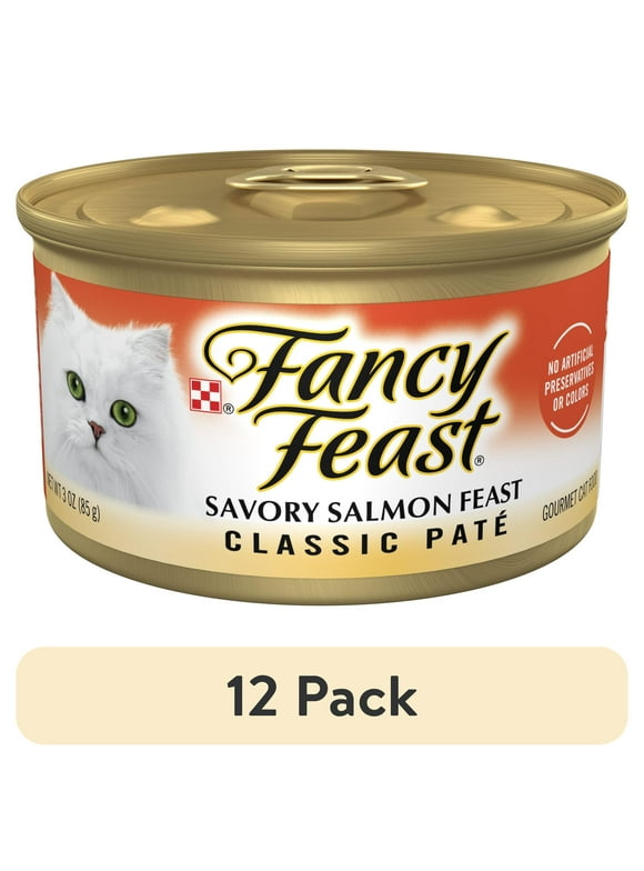 (12 pack) Purina Fancy Feast Salmon Feast Classic Grain Free Wet Cat Food Pate