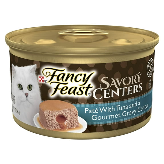 Purina Fancy Feast Savory Centers Pate Adult Wet Cat Food with Tuna and a Gravy Center, 3 oz Can