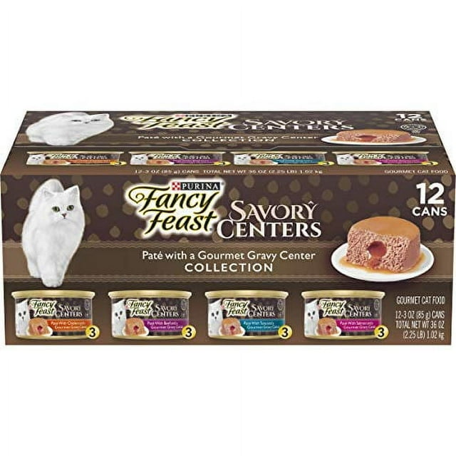 Purina Fancy Feast Savory Centers Wet Can Cat Food, Variety Pack (3oz, 24 Pack)