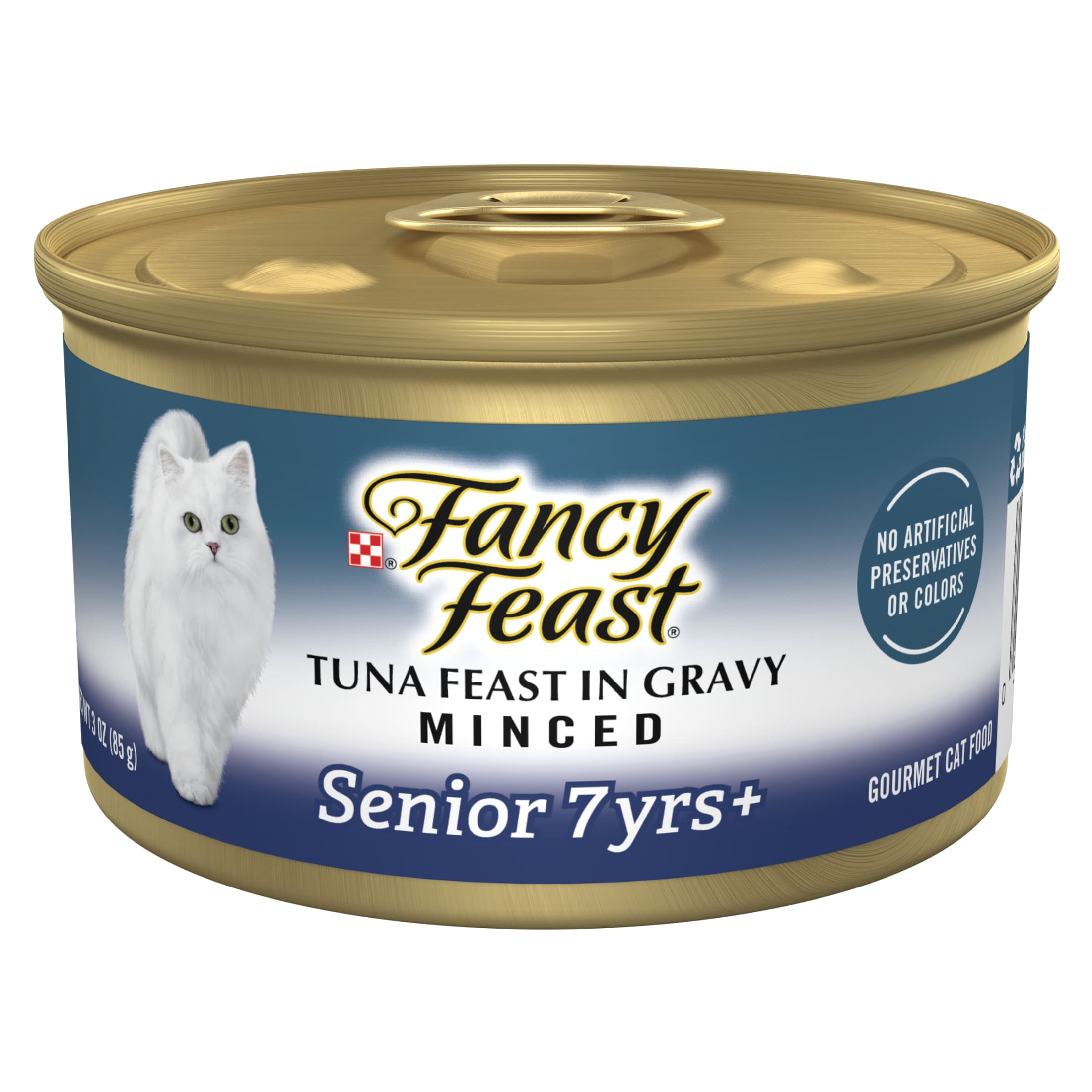Purina Fancy Feast Senior Classic Pate Wet Cat Food, Minced Tuna in Gravy, 3 oz Cans