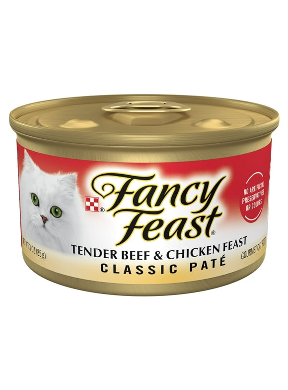 Purina Fancy Feast Tender Beef and Chicken Feast Classic Grain Free Wet Cat Food Pate - 3 oz. Can