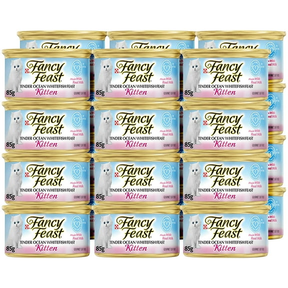 Purina Fancy Feast Tender Ocean Whitefish Feast Wet Kitten Food, 3 OZ (Pack of 24)