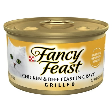 Fancy Feast Gravy Wet Cat Food, Grilled Chicken & Beef Feast, 3 oz. Can