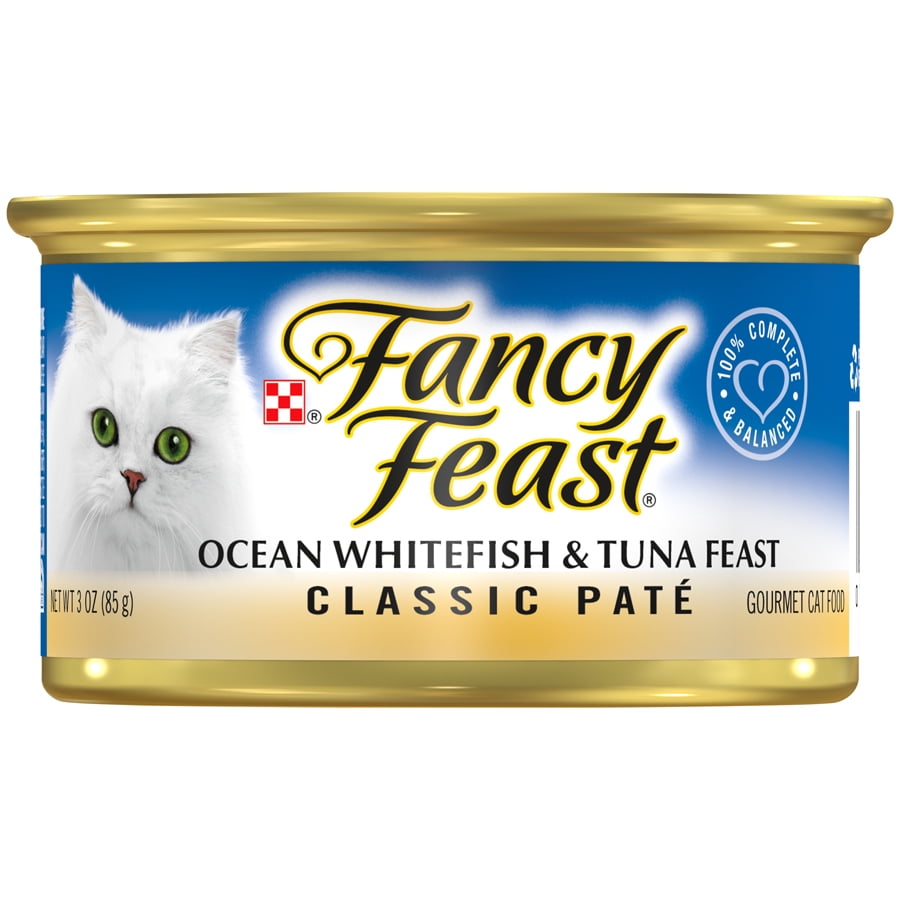 Purina Fancy Feast Wet Cat Food Ocean Whitefish and Tuna Feast Classic, 3 oz Can (Pack of 8)