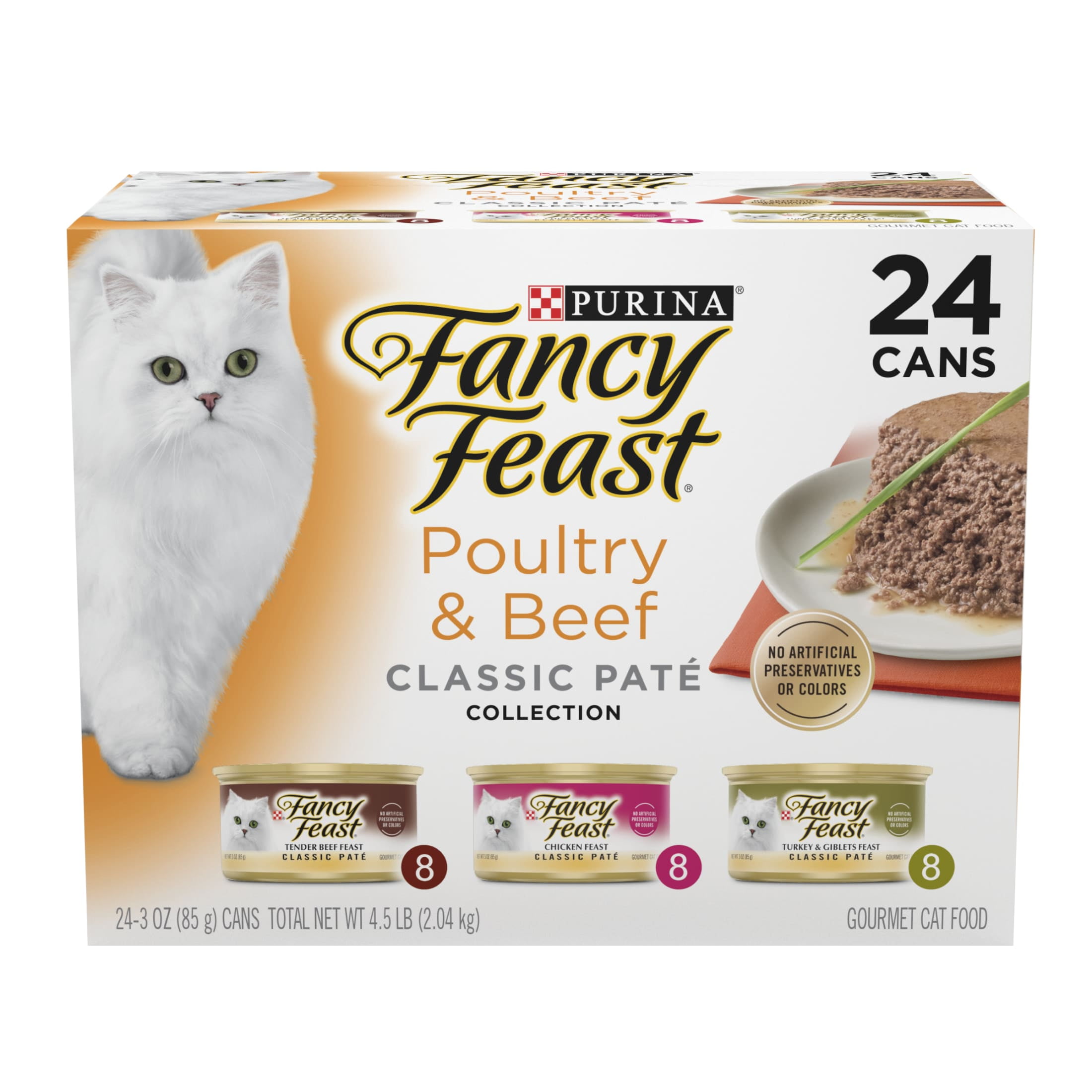 Purina Fancy Feast Classic Pate Kitten Food, Wet Cat Food, Poultry & Beef, 3 oz Cans (24 Pack)