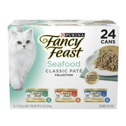 Purina Fancy Feast Wet Cat Food, Seafood Classic Pate Collection Grain Free Variety Pack, 3 oz. Cans (24 Pack)