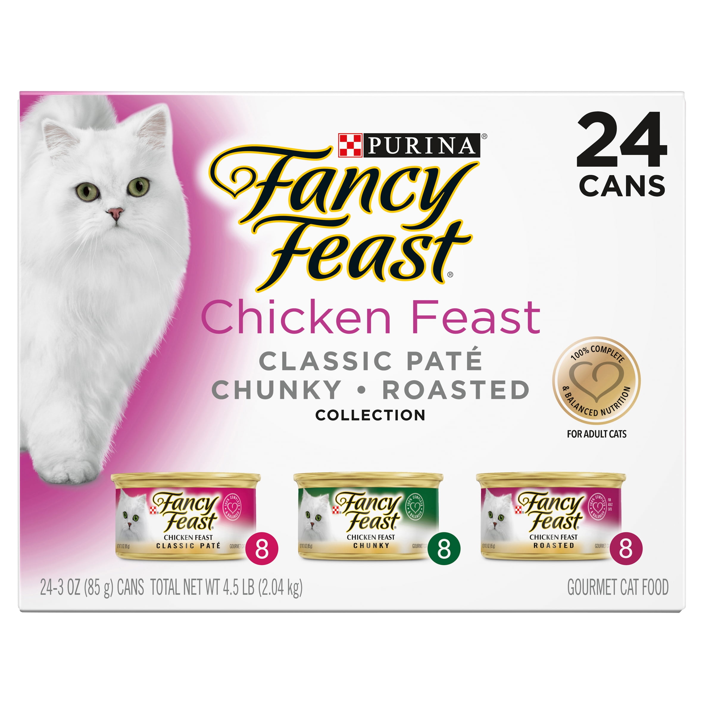 (24 Pack) Fancy Feast Wet Cat Food Variety Pack, Chicken Feast Collection, 3 oz. Cans