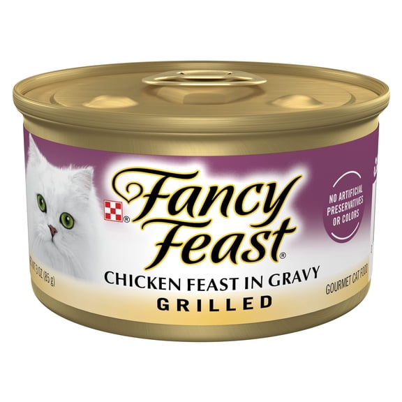 Purina Fancy Feast Wet Cat Food for Adult Cats Grilled Chicken, 3 oz Cans (Pack of 6)