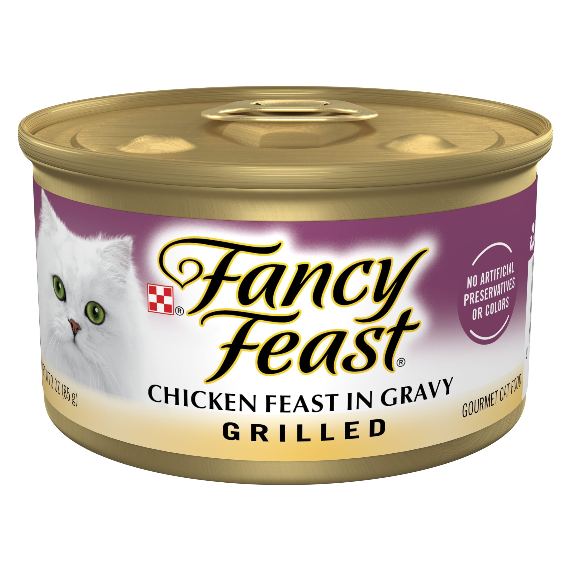Purina Fancy Feast Wet Cat Food for Adult Cats Grilled Chicken, 3 oz Cans (Pack of 8)