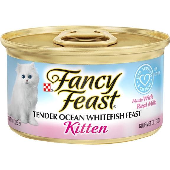 Purina Fancy Feast Wet Cat Food for Kittens Ocean Whitefish, 3 oz Can (Pack of 6)