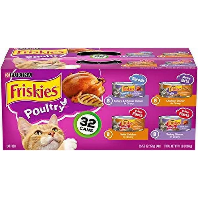 Purina Friskies Wet Cat Food, 32 Count Variety Packs - Turkey Dinner, 5 ...