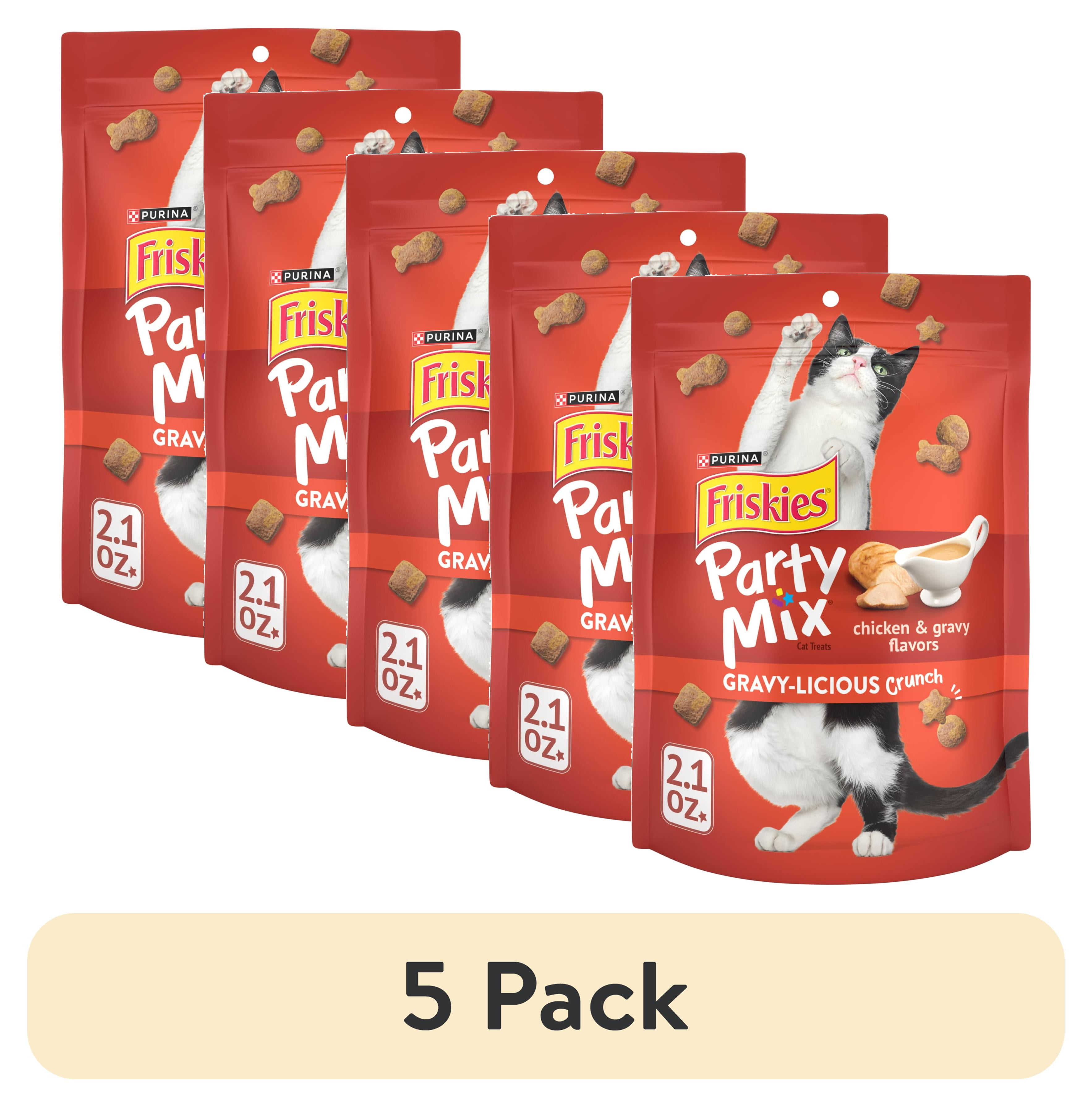 (5 pack) Purina Friskies Party Mix Gravylicious, Cat Treats, Chicken